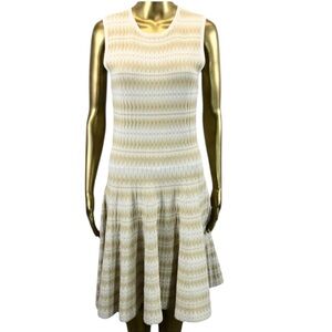 John + Jenn Fit & Flare Drop Waist Dress, Diamond Textured Rayon Nylon Blend Med